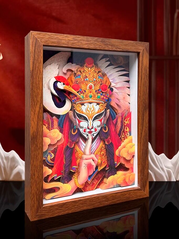 白鹤少年上神立体装饰画非物质文化遗产剪纸文创国风研究客厅纳府