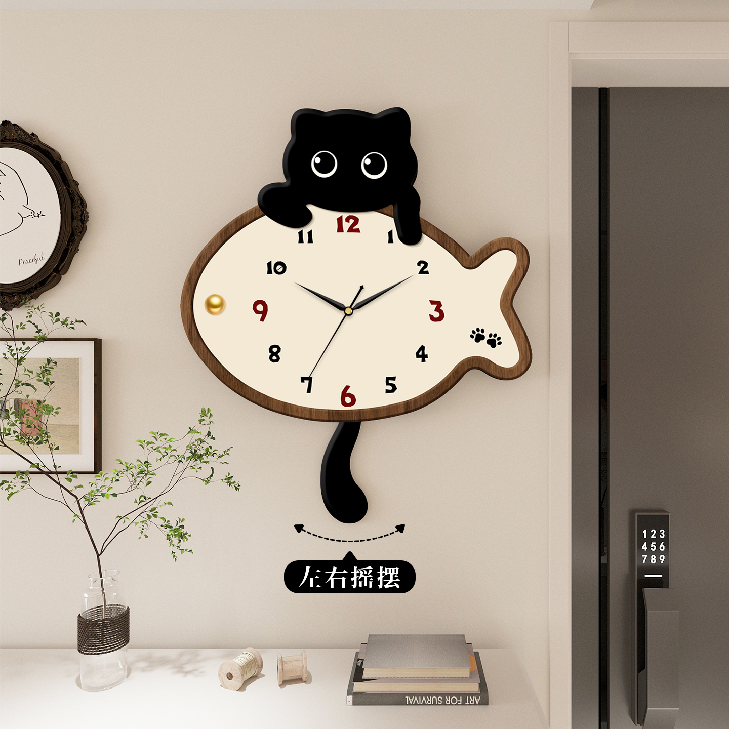 网红挂钟装饰画静音钟表石英钟