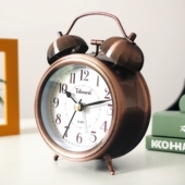 天王星复古闹钟创意静音金属摆台式 时钟床头钟打铃卧室学生用怀旧