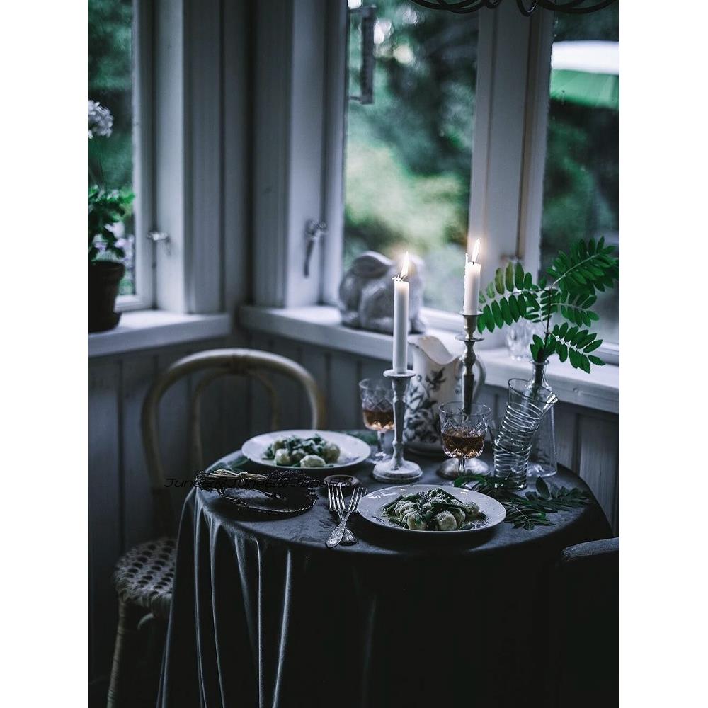 法式高贵黑丝绒桌布纯色高级质感餐桌垫北欧简约茶桌布长桌台布垫