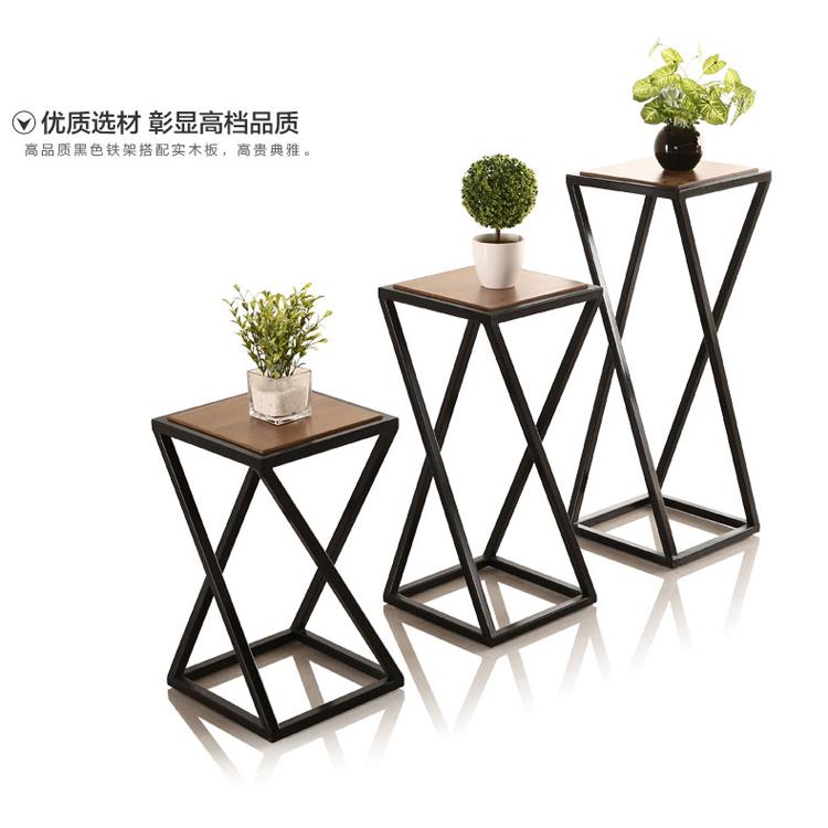 简约铁艺实木落地式绿萝单层花架室内客厅置物鱼缸架阳台花架花几