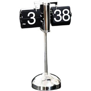 家用钟表创意台式自动翻页钟数字台钟卧室座钟简约现代桌面机械