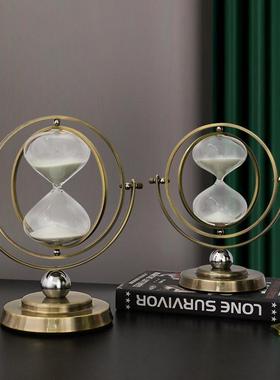 北欧创意个性地球仪沙漏计时器30分钟60摆件现代轻奢办公室装饰品