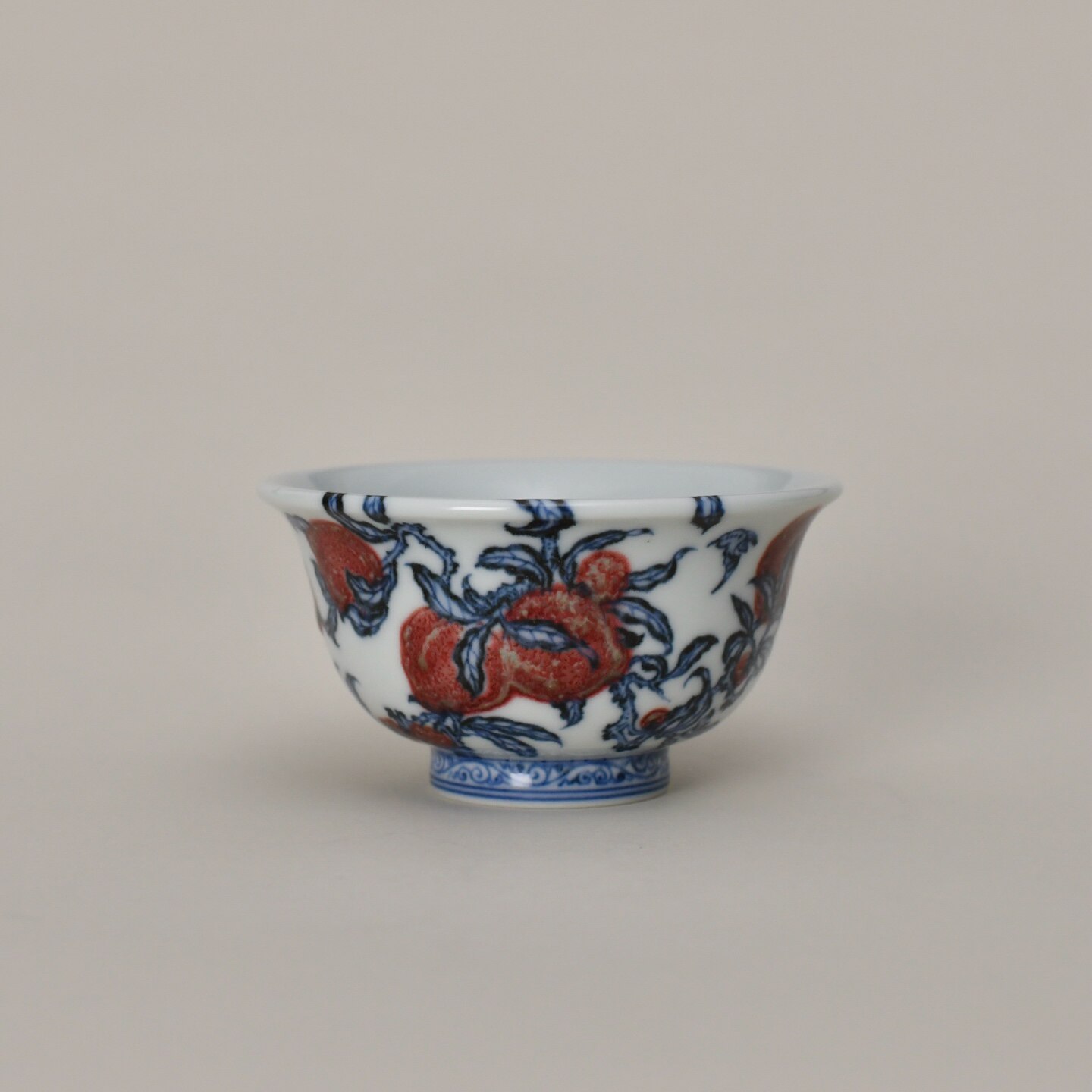 春风祥玉邹俊窑青花釉里红压手杯图片