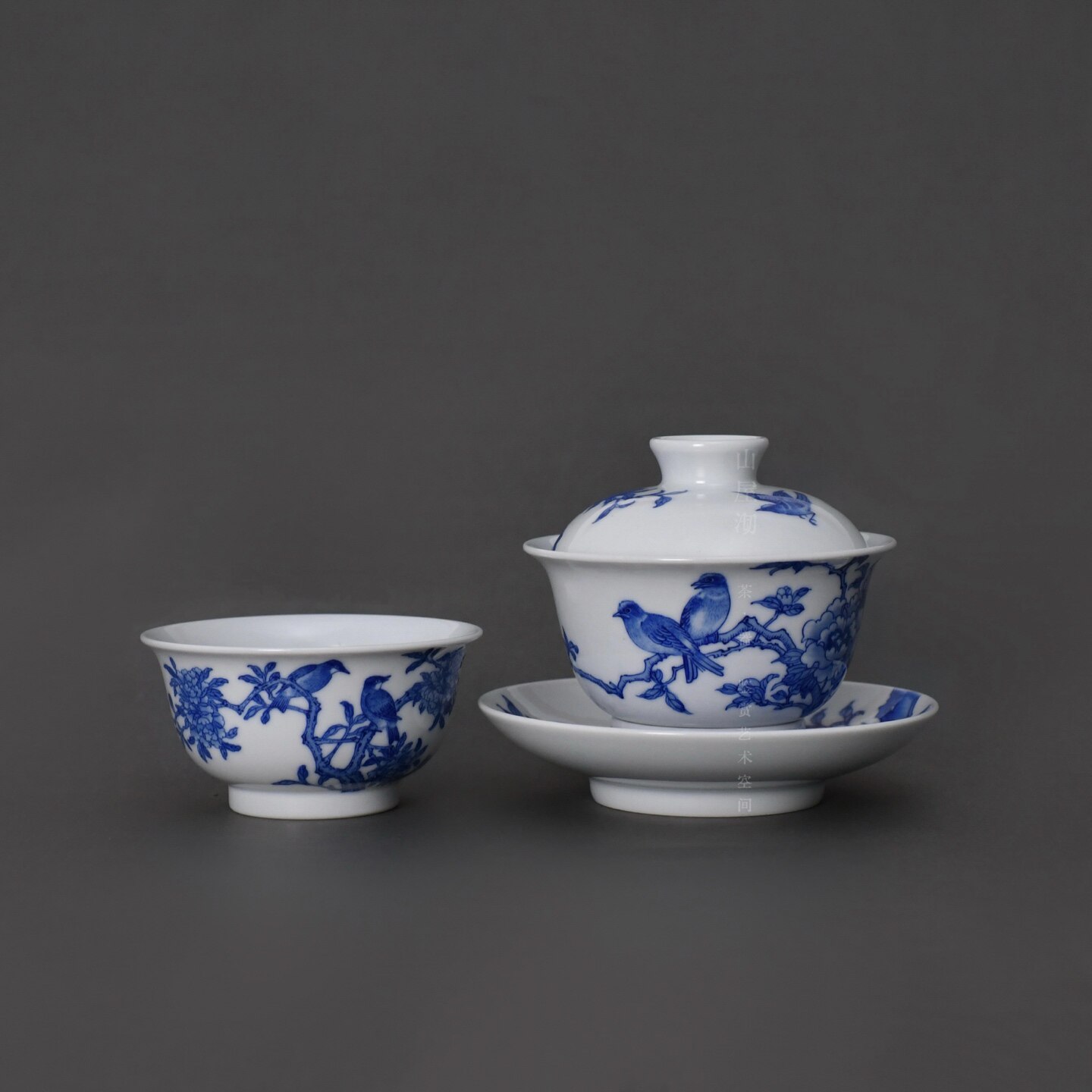 春风祥玉邹俊窑制青花花鸟套组图片