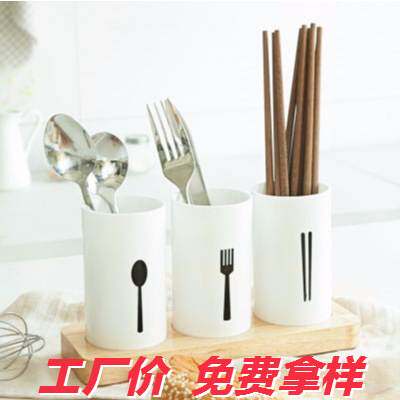 筷子筒多功能家用创意餐具桌面置物盒橡木高等筷子盒沥水筷子收纳