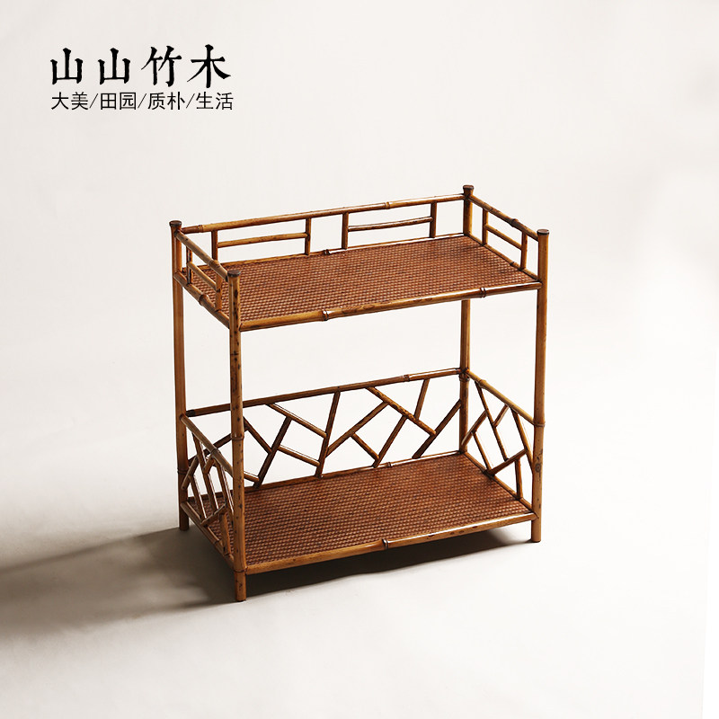 山山竹木梅鹿竹茶棚博古架茶具收纳架架茶柜茶杯茶壶收纳置物架