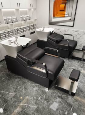 j8红深网廊不锈钢美IGE发店洗头床理发发店盆半躺式瓷陶床g3