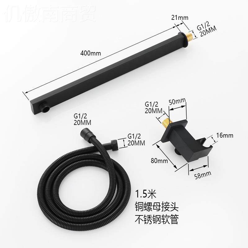 压无/无注入墙花暗装淋浴花洒增套隐装藏式哑黑色增压洒民宿洗澡