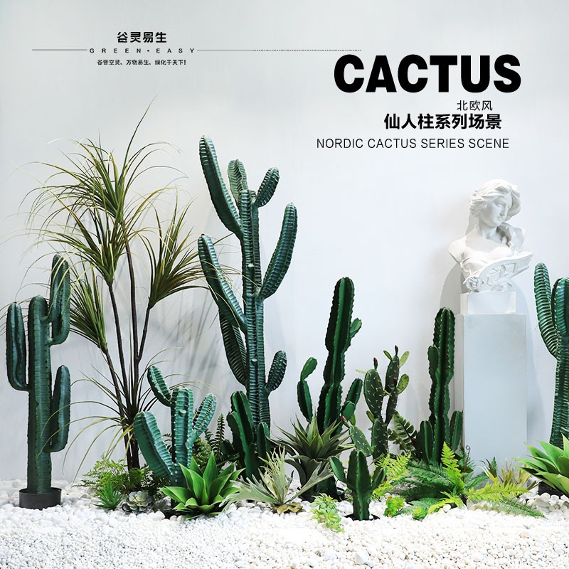 室内仙人掌大型绿植景观植物造景仿真仙人柱装饰盆栽套装橱窗布置