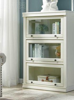 式实木书柜储物柜一体家整墙带柜门置美物儿书架童用CFI落地防尘