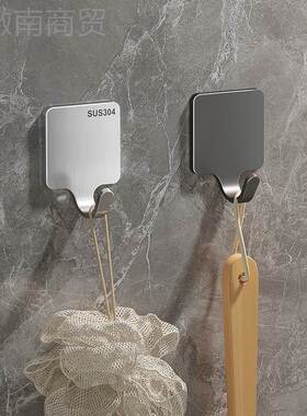 304MMB不锈钢钩强粘胶免孔厨房浴室门后贴挂墙打力壁上无痕粘钩承