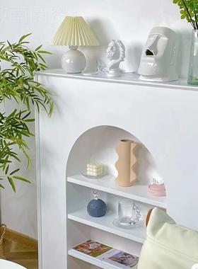 半饰叶草式壁炉装XDO奶柜直播间拍照柜子客法厅油风白色墙边假玄