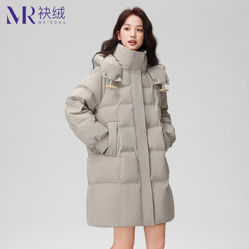 袂绒中长款羽绒服女保暖