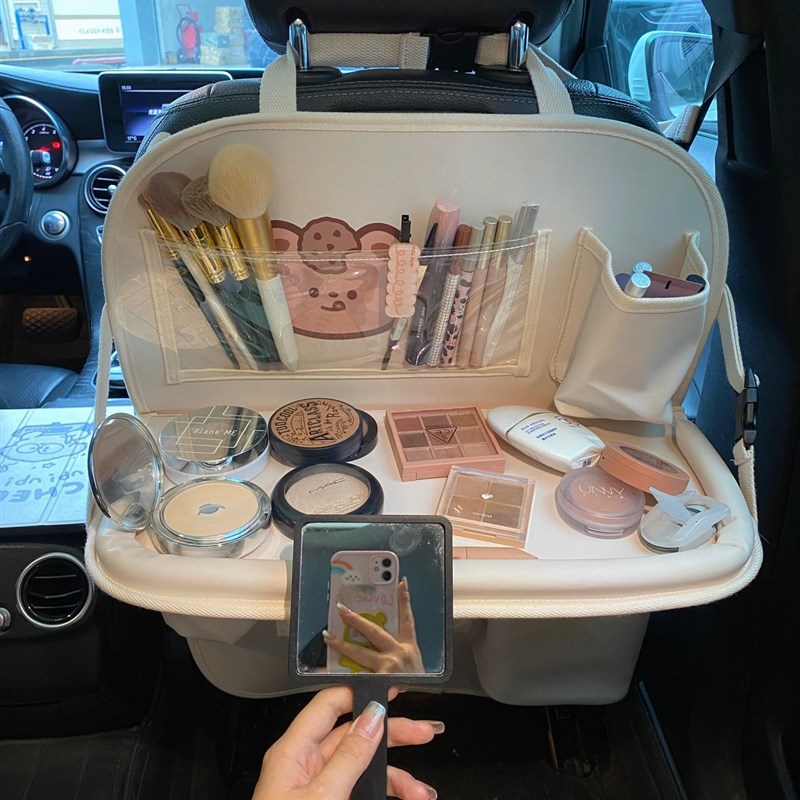 汽车椅背折叠化妆桌座椅后背收纳袋车载多功能储物架后排置物架