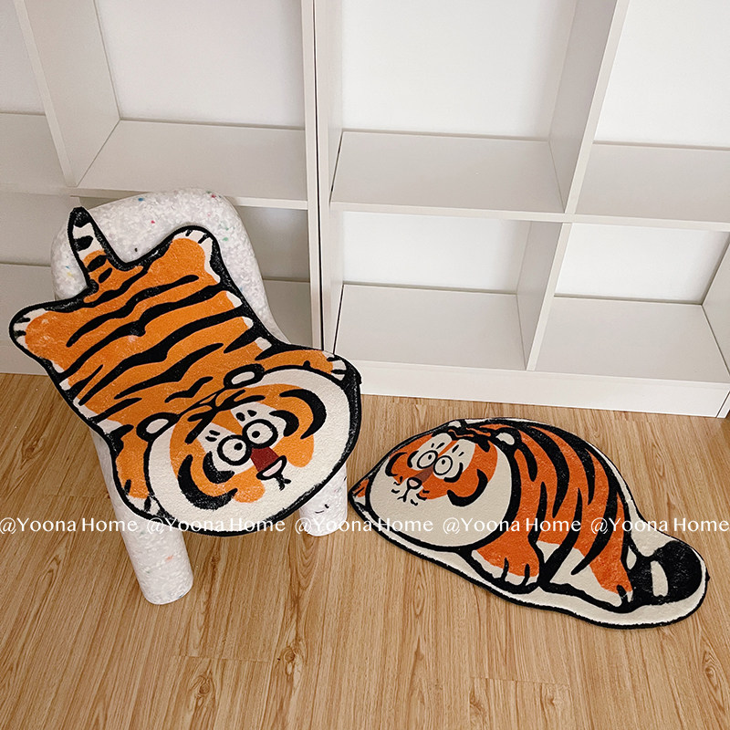 Yoona Home卧室趣味可爱卡通小老虎地毯仿羊绒异形地毯床边沙发毯