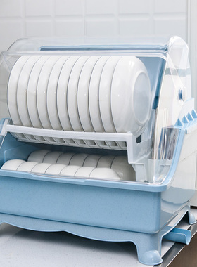 厨房放碗筷收纳盒家用特大碗碟置物架沥水碗架带盖盘子餐具装碗柜