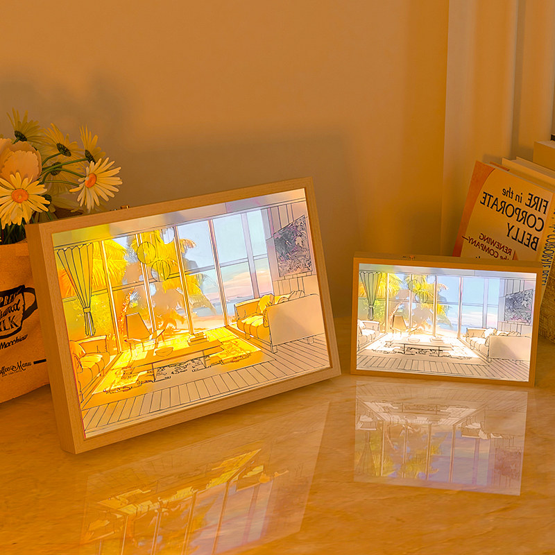 灯光画小夜灯阳光画床头灯发光灯画装饰画卧室睡眠画灯氛围灯礼物,厨房电器,商用制热电器配件,淘宝优惠券,粉丝福利购,淘宝优惠卷