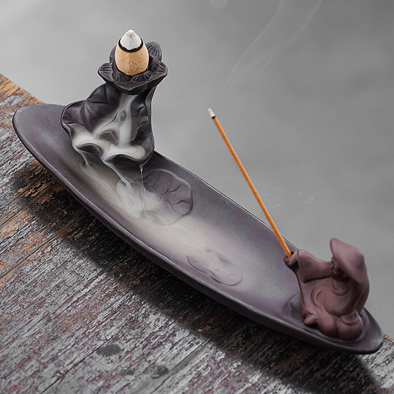 紫砂创意荷叶香插线香炉檀香沉香熏香炉茶道居室禅意摆件倒流香炉,童装/婴儿装/亲子装,泳帽,淘宝优惠券,粉丝福利购,淘宝优惠卷