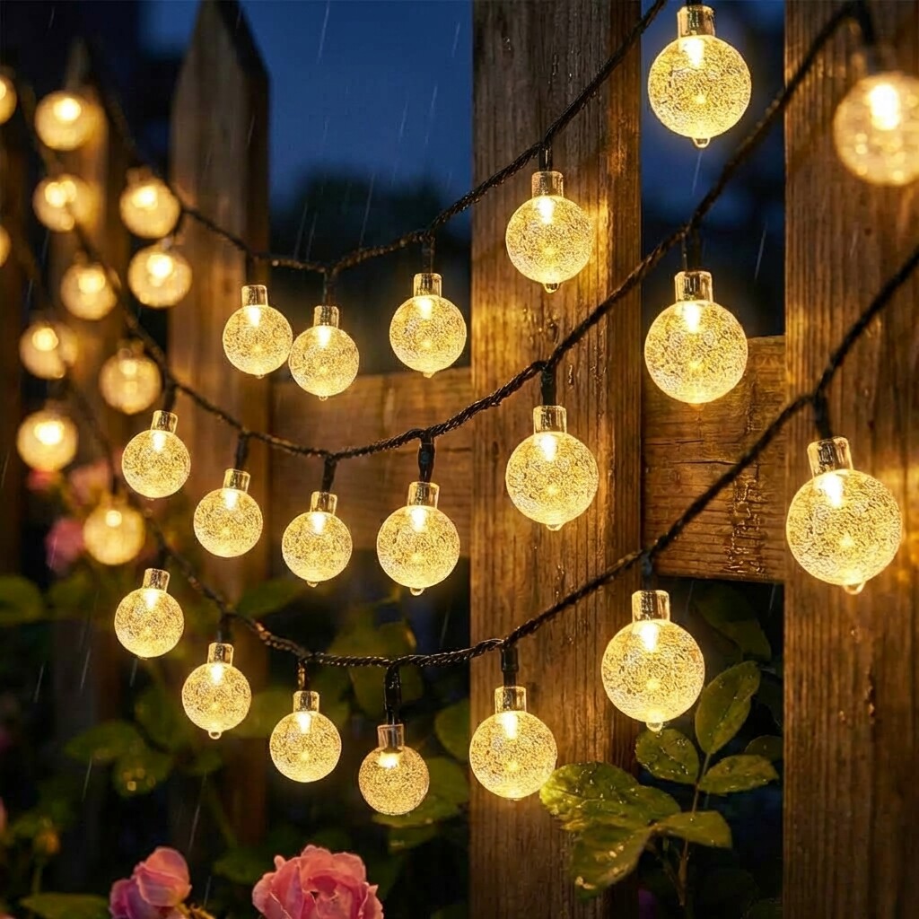 LED太阳能户外防水气泡球灯串彩灯露营景观树灯庭院氛围装饰灯带