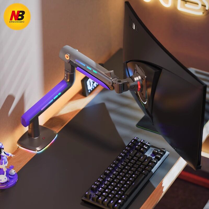 曲面带鱼屏显示器支架机械臂RGB电竞游戏电脑旋转悬空增高架NBG60