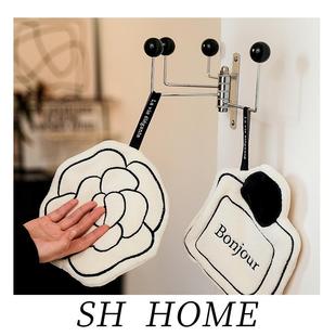 家用小方巾厨房浴室白色吸水双层加厚擦手巾 HOME家居 可挂式