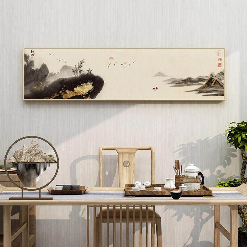 新中式装饰画现代简约禅意横幅画客厅茶室办公室沙发背景墙挂画