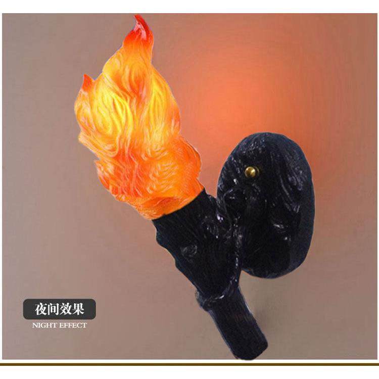 复古工业风火炬壁灯LOFT火把灯火焰个性酒吧怀旧咖啡馆装饰壁灯