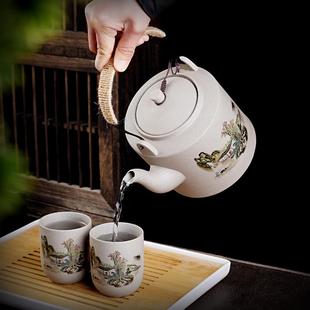 泡茶器 家用陶瓷茶壶粗陶提梁壶单壶大容量带滤网耐高温凉水具套装