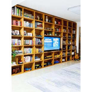 实木电视柜定制组合全屋定制电视背景墙书架存储全墙客厅集成柜