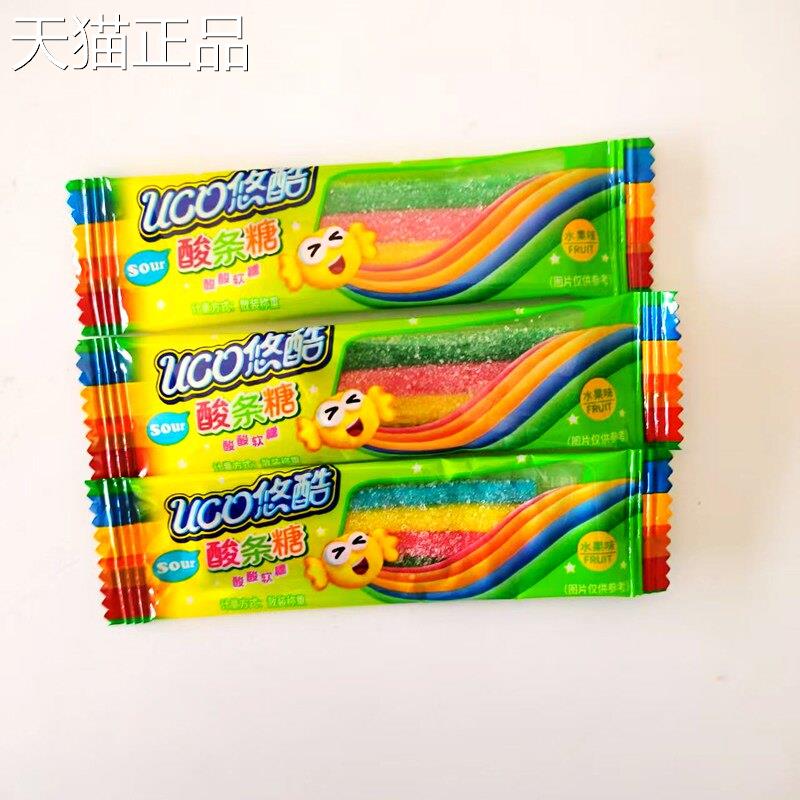 优酷酸条糖散装小包酸甜彩美味的节日装零食水果草莓软糖虹软糖
