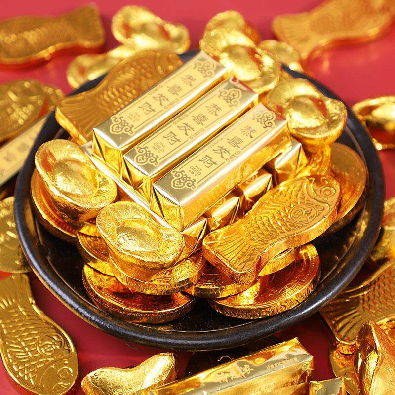 新日期金币巧克力金元宝金条金牌散装结婚喜糖庆活动典装饰零食新