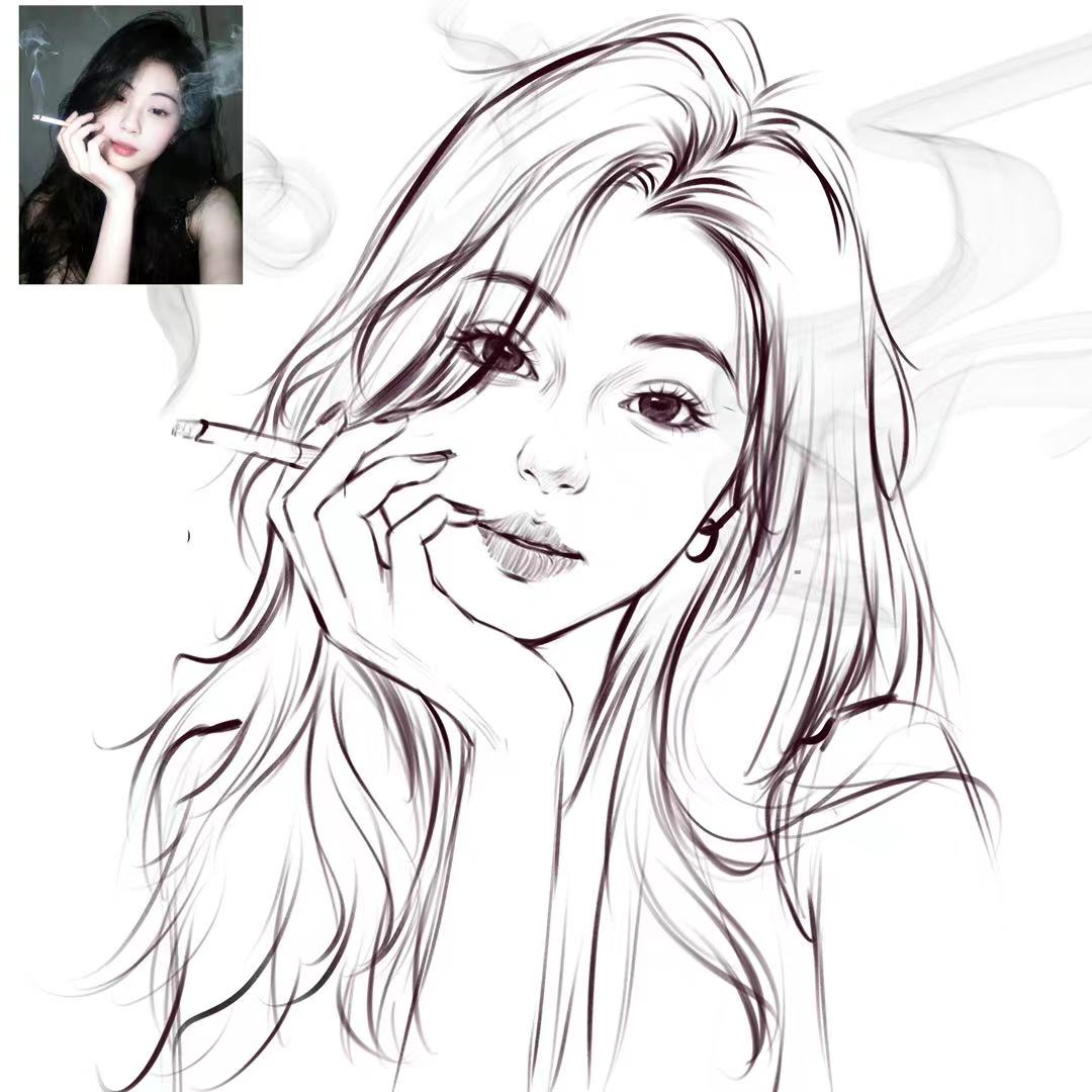 手绘卡通素描头像定制