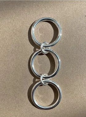 满高级感韩国in重工实心质感三连环圆圈圈戒指