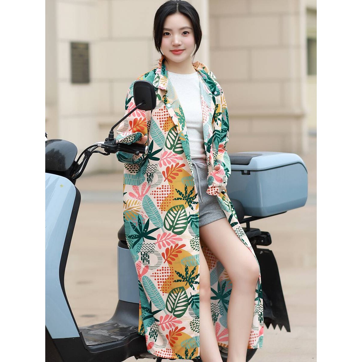 夏季长款防晒衣女外套骑车户外出行电动车遮阳摩托车披肩防晒服衫