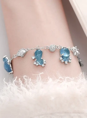 手链女小众in设计蓝色水母手串甜美百搭海洋世界手饰