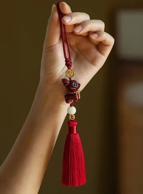 朱砂平安红砂汽车挂件高档流苏汽车吊坠内饰低含量平安礼物饰