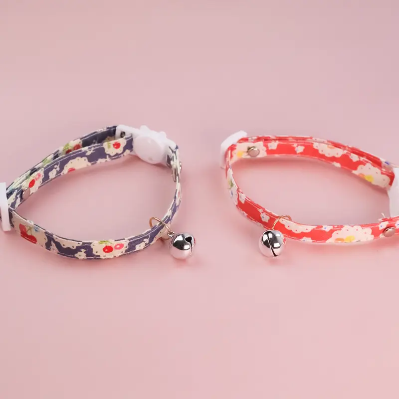 特价猫咪狗狗铃铛项圈可爱调节宠物幼成猫项链樱桃小花