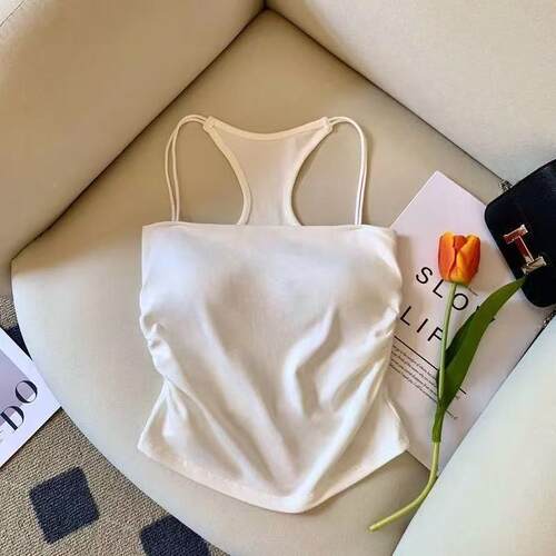 夏季上纯欲辣妹带胸垫背心吊带女外穿无袖T恤款文胸短体美TFA背一