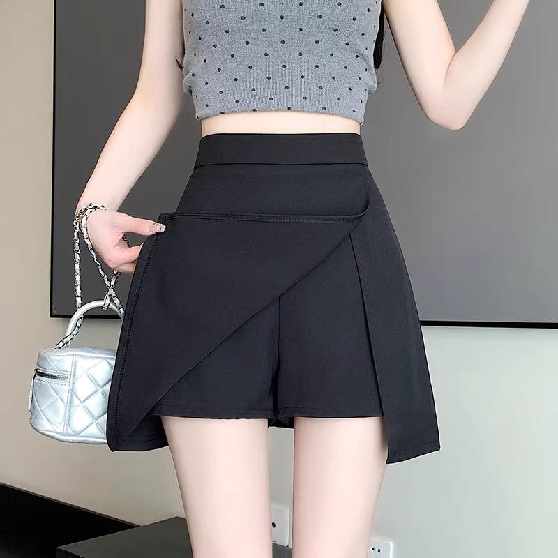 黑色开叉西装短裙女春夏2025新款小个子高腰裙裤显瘦a字裙半身裙
