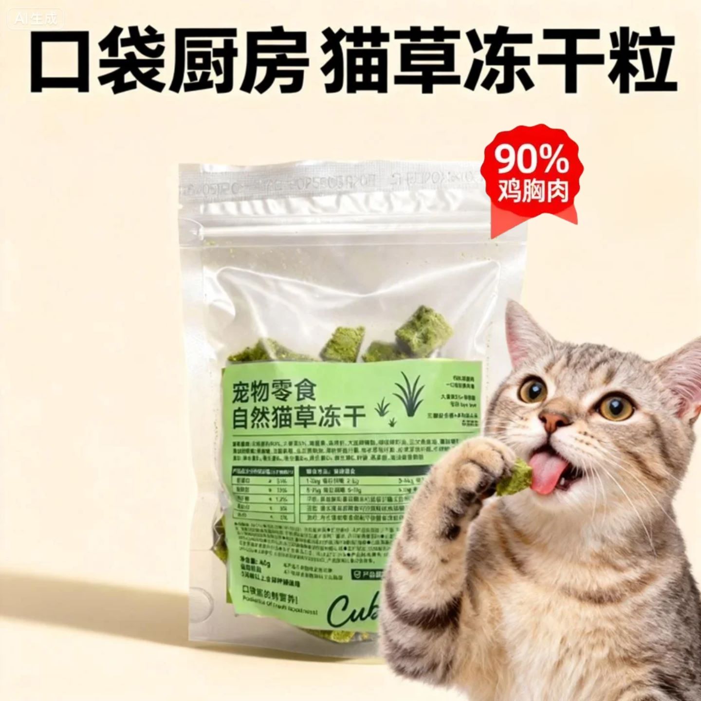 猫草冻干粒猫咪零食鸡胸肉粒