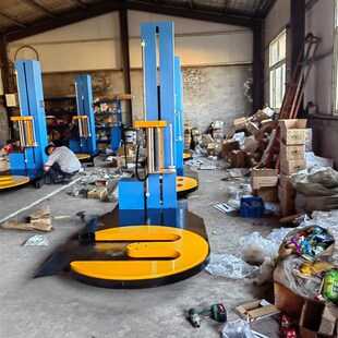 全自动托盘缠绕机拉伸膜转盘预拉式缠膜工业打S包薄膜包装机定制