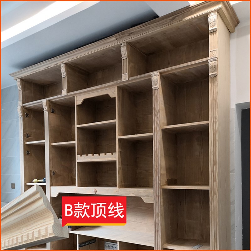 实木线条中式吊顶棚线阴r角线欧式橱柜衣柜客厅天花顶角线装饰帽