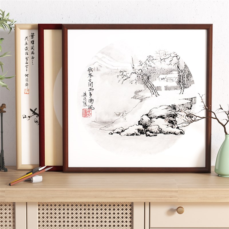 实木国画框装裱定制做33x33 50x50 68x68书法字卡镜Y片毛笔中式挂