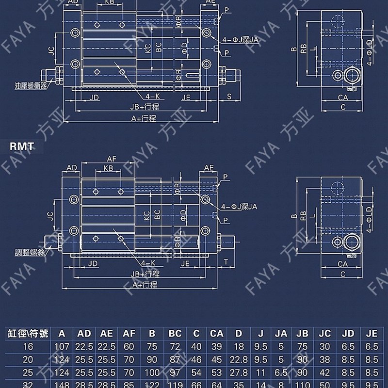 负载导台b式气缸RMT无杆气缸 缸径32 升降气缸 长行程运输气动滑
