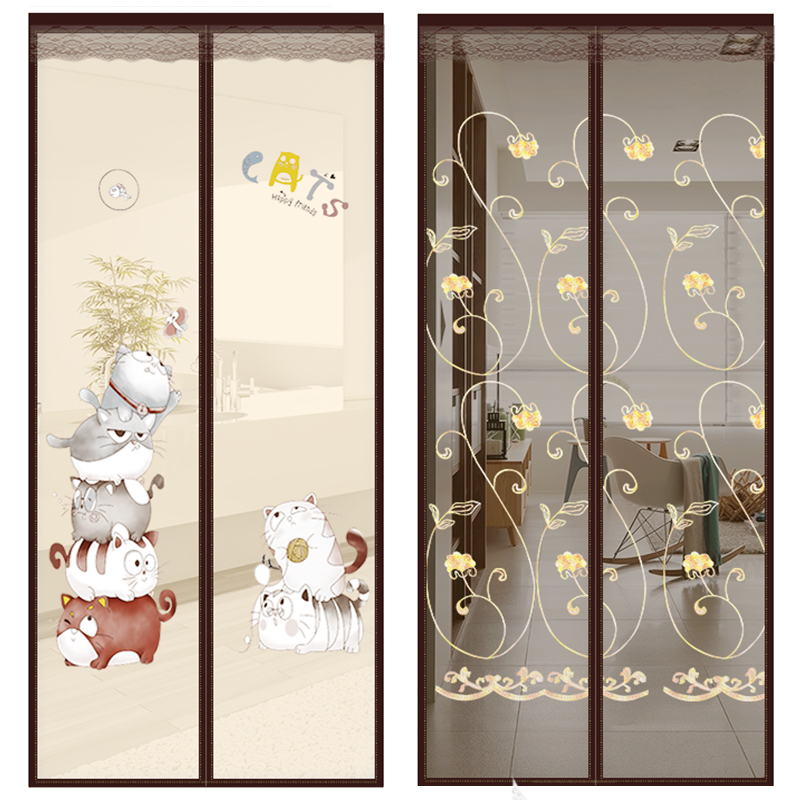 防蚊门帘纱窗帘自粘磁铁对吸纱门 防蚊家用大门沙窗V 别墅大门门