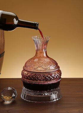 高档水晶玻璃星钻旋转醒酒v器套装红酒杯分酒家用酒具不倒翁摆件