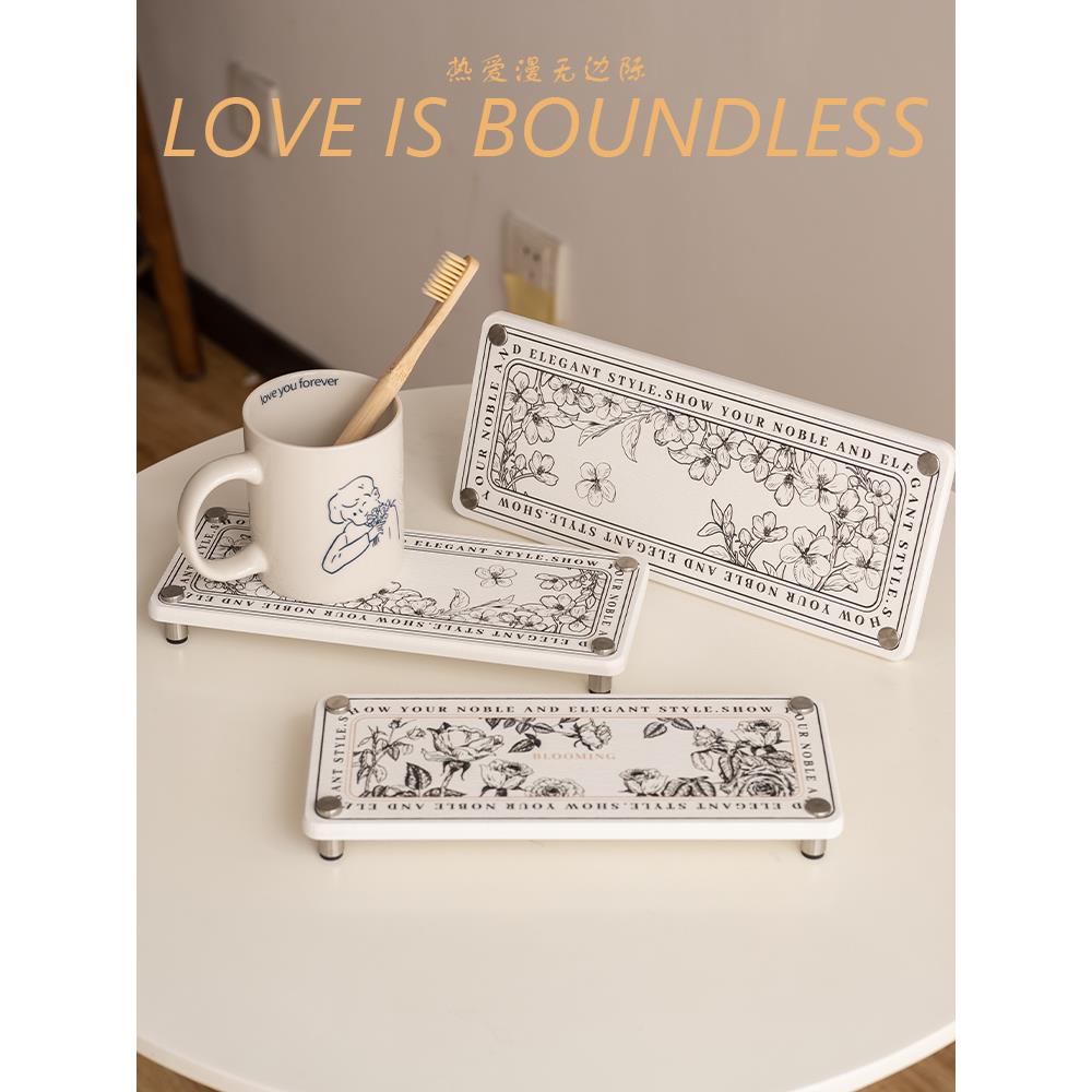 华华硅藻泥吸收垫覆古防滑牙杯洗脸盆洗垫肥皂垫浴室洗垫