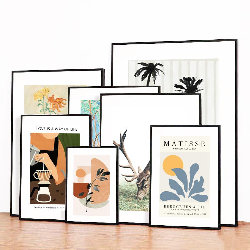 黑色画 画框铝合金相框空框装裱8k开 a4A3定制尺寸卡纸海报拼图框