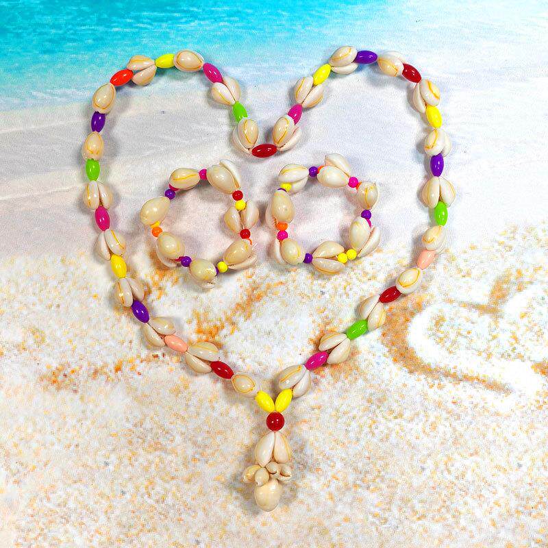 新品天然贝壳海螺彩色项链手链套装装饰毛衣链儿童奖励礼物奖品长